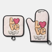 Love Together Forever Quote Ovenwant & Pannenlap Set (Voorkant)