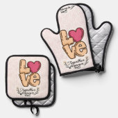 Love Together Forever Quote Ovenwant & Pannenlap Set (Voorkant / Achterkant)