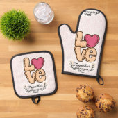 Love Together Forever Quote Ovenwant & Pannenlap Set (Top down)