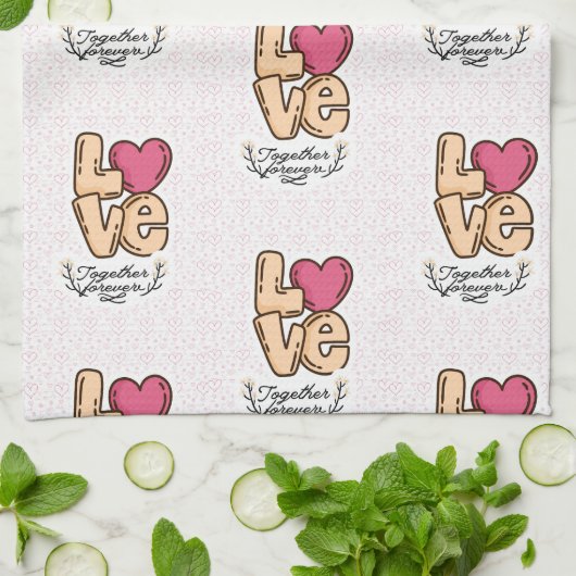 Love Together Forever Quote Theedoek (Gevouwen)