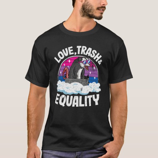 Love Trash & Equality Opossum Bisexual Flag Bi Pri T-shirt (Voorkant)