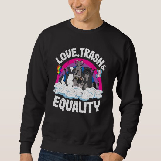 Love Trash & Equality Opossum Raccoon Bisexual Fla Trui (Voorkant)