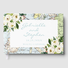 Love Travels Floral Map Romantic Gastenboek