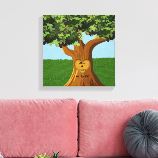 Love Tree aangepaste naam omwikkeld canvas afdrukk (Insitu (Woonkamer))