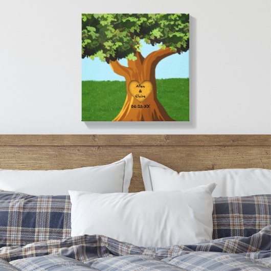 Love Tree aangepaste naam omwikkeld canvas afdrukk (Insitu (Slaapkamer))