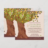 Love Tree Falling Heart Leaves Wedding Invite Kaart (Voorkant / Achterkant)
