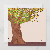 Love Tree Falling Heart Leaves Wedding Invite Kaart (Achterkant)