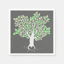 Love Tree Grey Mint Green Wedding Paper servetten