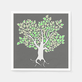 Love Tree Grey Mint Green Wedding Paper servetten