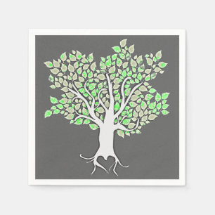 Love Tree Grey Mint Green Wedding Paper servetten