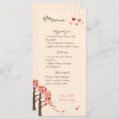 Love Tree Hearts Bruiloft Menu (Voorkant / Achterkant)