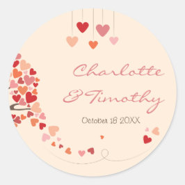 Love Tree Hearts Bruiloft Ronde Sticker