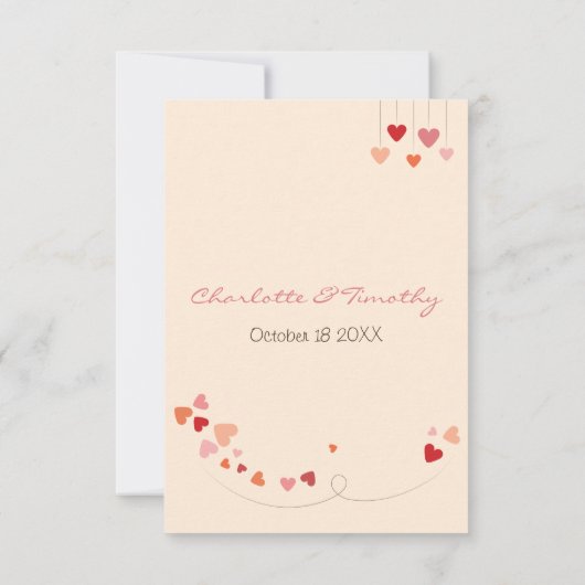 Love Tree Hearts Bruiloft RSVP (Achterkant)