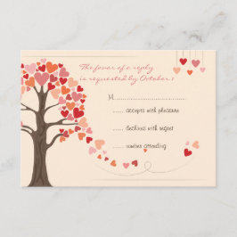 Love Tree Hearts Bruiloft RSVP Kaartje