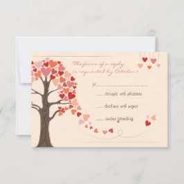 Love Tree Hearts Bruiloft RSVP Kaartje