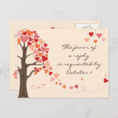 Love Tree Hearts Bruiloft RSVP Uitnodiging Briefkaart (Voorkant / Achterkant)