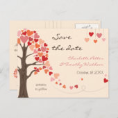 Love Tree Hearts Bruiloft Sla de datum op Aankondigingskaart (Voorkant / Achterkant)