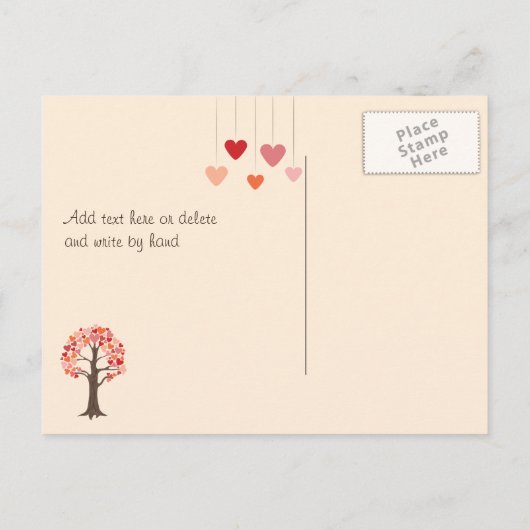 Love Tree Hearts Bruiloft Sla de datum op Aankondigingskaart (Achterkant)