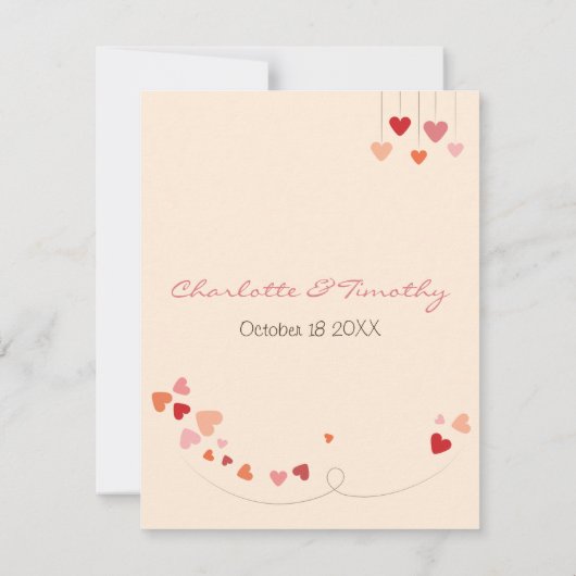 Love Tree Hearts Bruiloft Sla de datum op Save The Date (Achterkant)