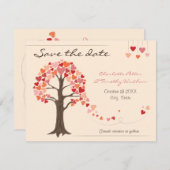 Love Tree Hearts Bruiloft Sla de datum op Save The Date (Voorkant / Achterkant)