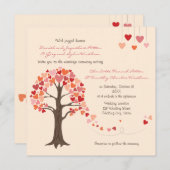 Love Tree Hearts bruiloft uitnodiging (Voorkant / Achterkant)