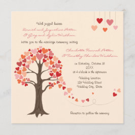 Love Tree Hearts bruiloft uitnodiging