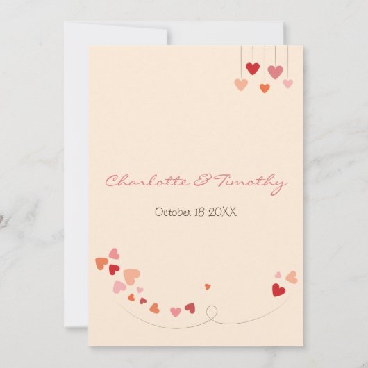Love Tree Hearts bruiloft uitnodiging (Achterkant)