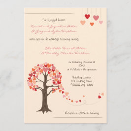 Love Tree Hearts bruiloft uitnodiging