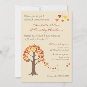 Love Tree Hearts Rehearings Dinner Invitation Kaart