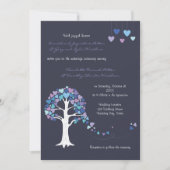 Love Tree Hearts Winter Weddenschap Blue Kaart (Voorkant)