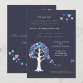 Love Tree Hearts Winter Weddenschap Blue Kaart (Voorkant / Achterkant)