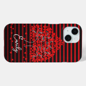 Love Tree iPhone Case Red Black Stripe (Achterkant (horizontaal))