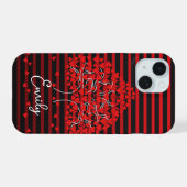Love Tree iPhone Case Red Black Stripe iPhone 15 Case (Achterkant horizontaal)