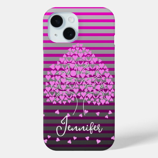 Love Tree iPhone Case Roze Streep (Achterkant)