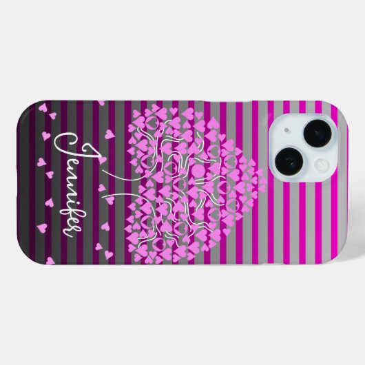 Love Tree iPhone Case Roze Streep (Achterkant (horizontaal))