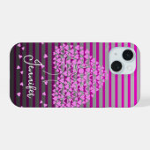 Love Tree iPhone Case Roze Streep iPhone 15 Case (Achterkant horizontaal)