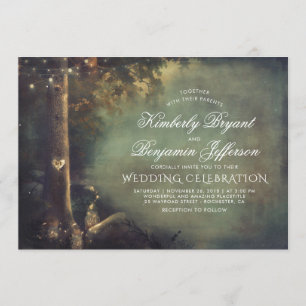 Love Tree Mason Jar Lights Rustic Woodland Wedding Kaart