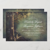 Love Tree Mason Jar Lights Rustieke Woodland Weddi Kaart (Voorkant / Achterkant)