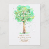 Love Tree Romantische Waterverf Save the Date Aankondigingskaart (Voorkant)