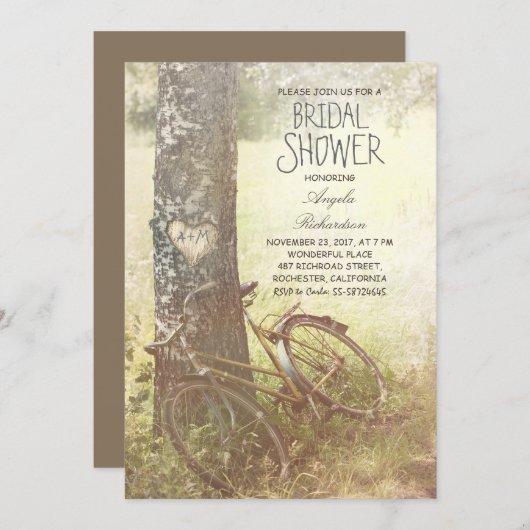 Love Tree Rustic Country vrijgezellenfeest Uitnodi Kaart (Voorkant / Achterkant)