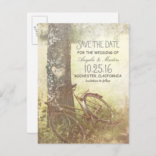 Love Tree Rustic  Save the Date briefkaart (Voorkant / Achterkant)