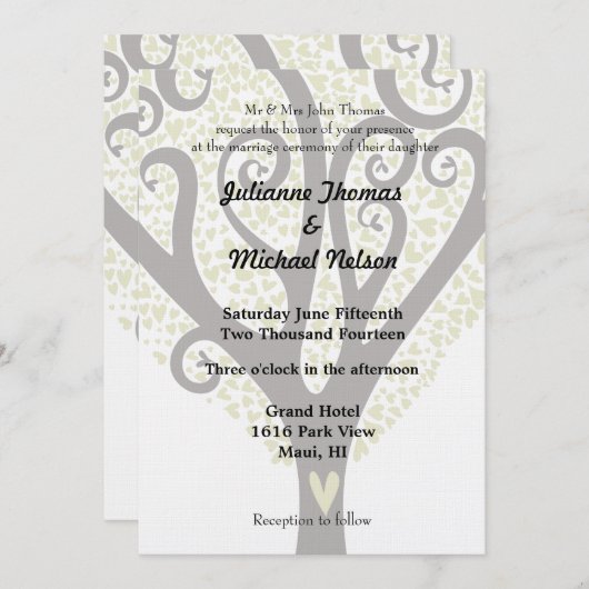 Love Tree Wedding Kaart (Voorkant / Achterkant)