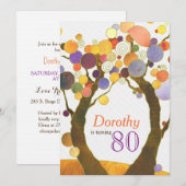 Love Trees 80th Birthday Party Kaart (Voorkant / Achterkant)