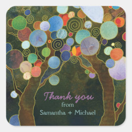 Love Trees Blue Wedding Bedankt Vierkante Sticker