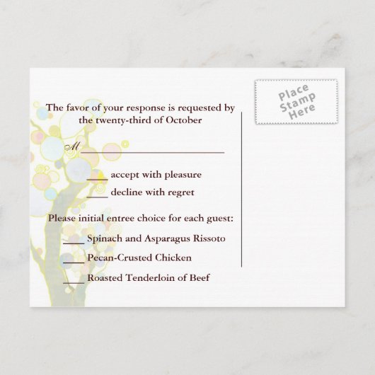 Love Trees (in Blue): Wedding RSVP Briefkaarten (Achterkant)