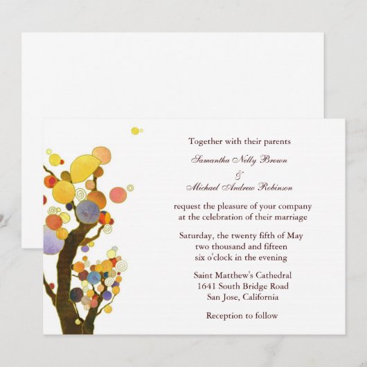 Love Trees (in White): Huwelijksuitnodigingen Kaart (Voorkant / Achterkant)