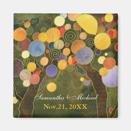 Love Trees Olive Green Wedding Save the Date Magneet (Voorkant)