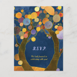 Love Trees Royal Blue Wedding RSVP Uitnodiging Briefkaart
