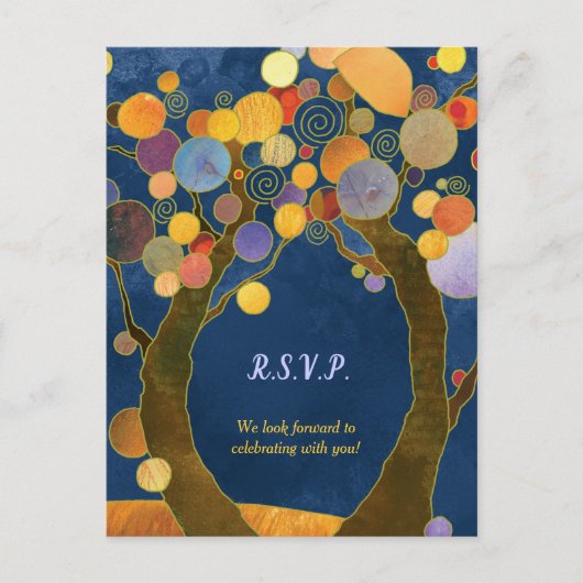 Love Trees Royal Blue Wedding RSVP Uitnodiging Briefkaart (Voorkant)