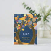 Love Trees Royal Blue Wedding RSVP Uitnodiging Briefkaart (Staand voorkant)